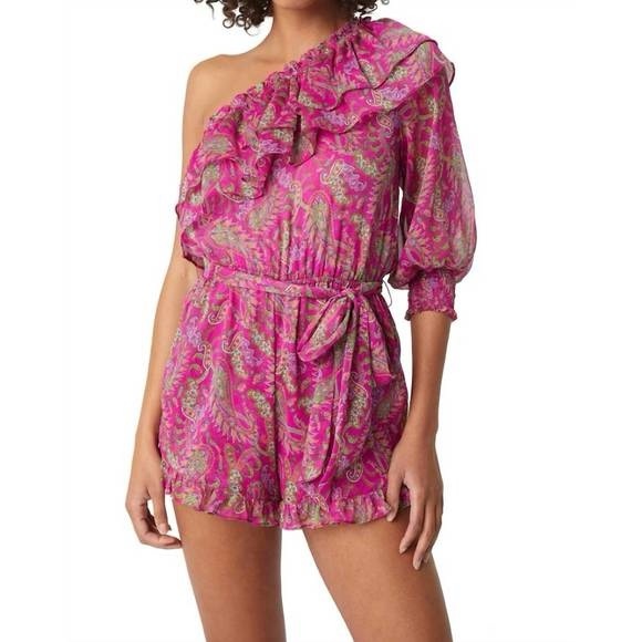 Misa Los Angeles Pants - MISA Los Angeles  One-Shoulder Ruffle Romper